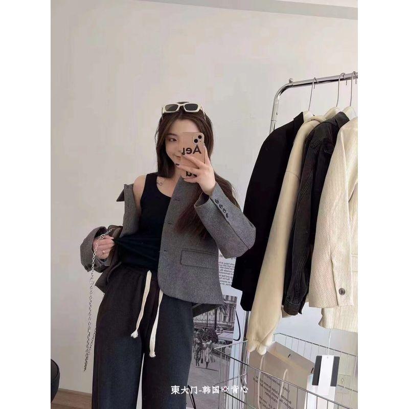 Dongdaemun Vest Victoria Style Seamless Ribbed Cotton Undershirt Anti-Exposure Covering Side Breast Area Versatile Vest for Women