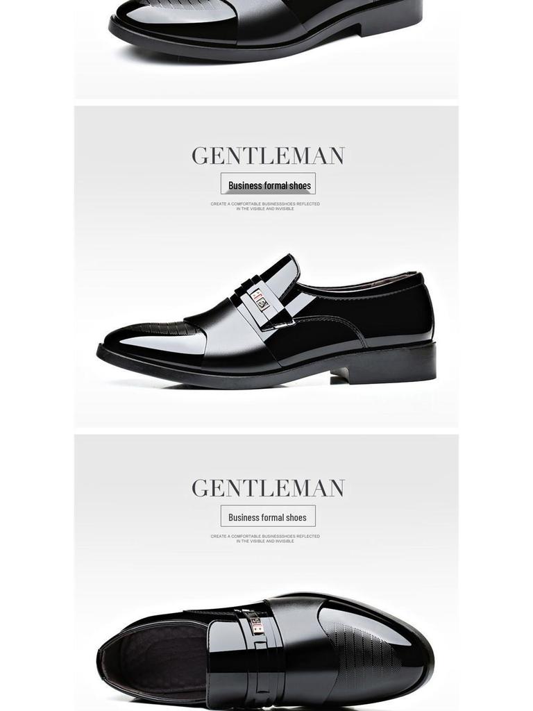 Men's Spring Breathable Leather Shoes - Business Casual, British Style, High-End Pointed Toe for Formal or Wedding Occasions.