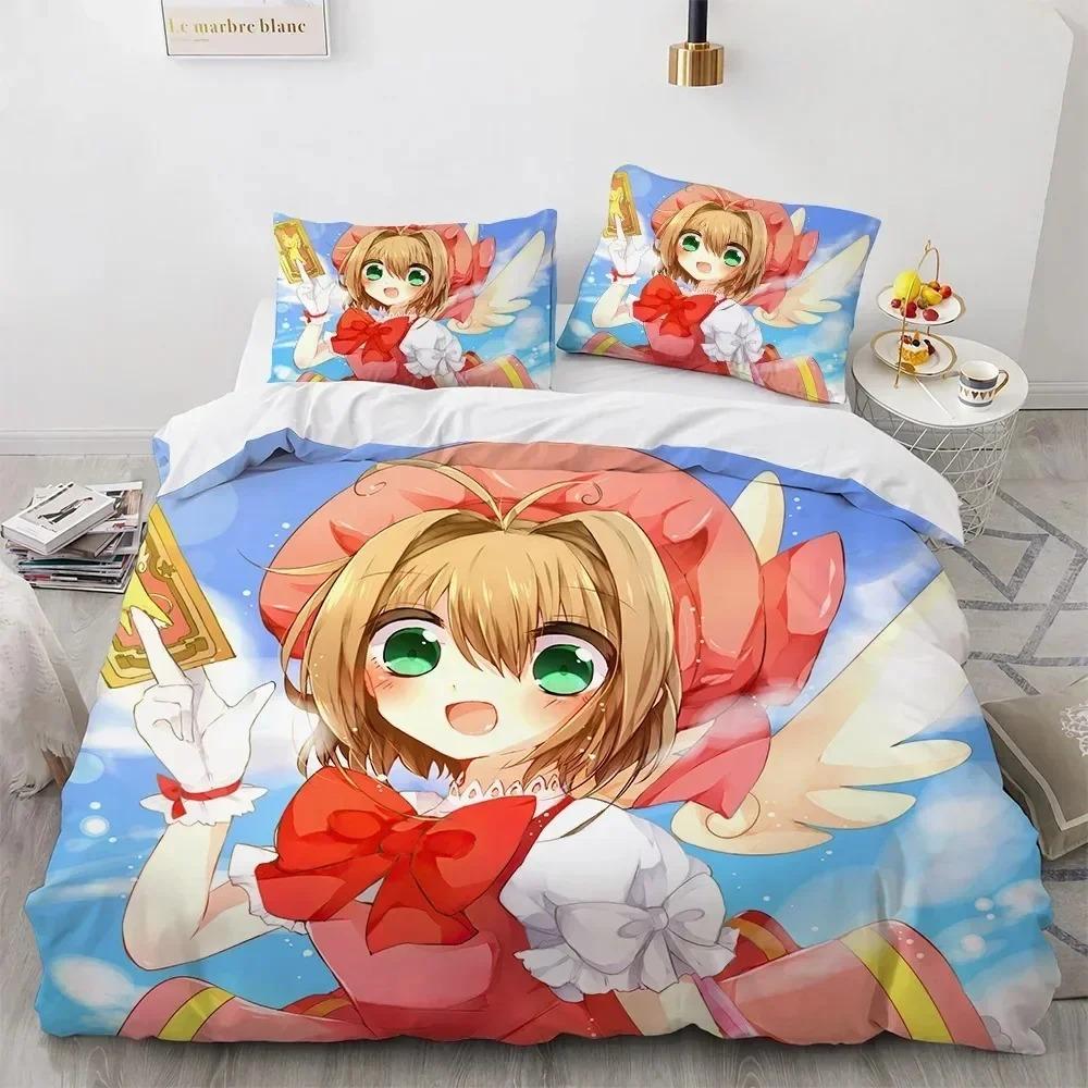 Comforter Card Captor Sakura Bedding Set 3D Printing Anime Girl Decoration For Children'S Room Queen King Size