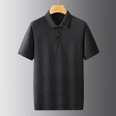 Dibinze Men's Plus Size Wool Blend Knit Short-Sleeve Polo Shirt