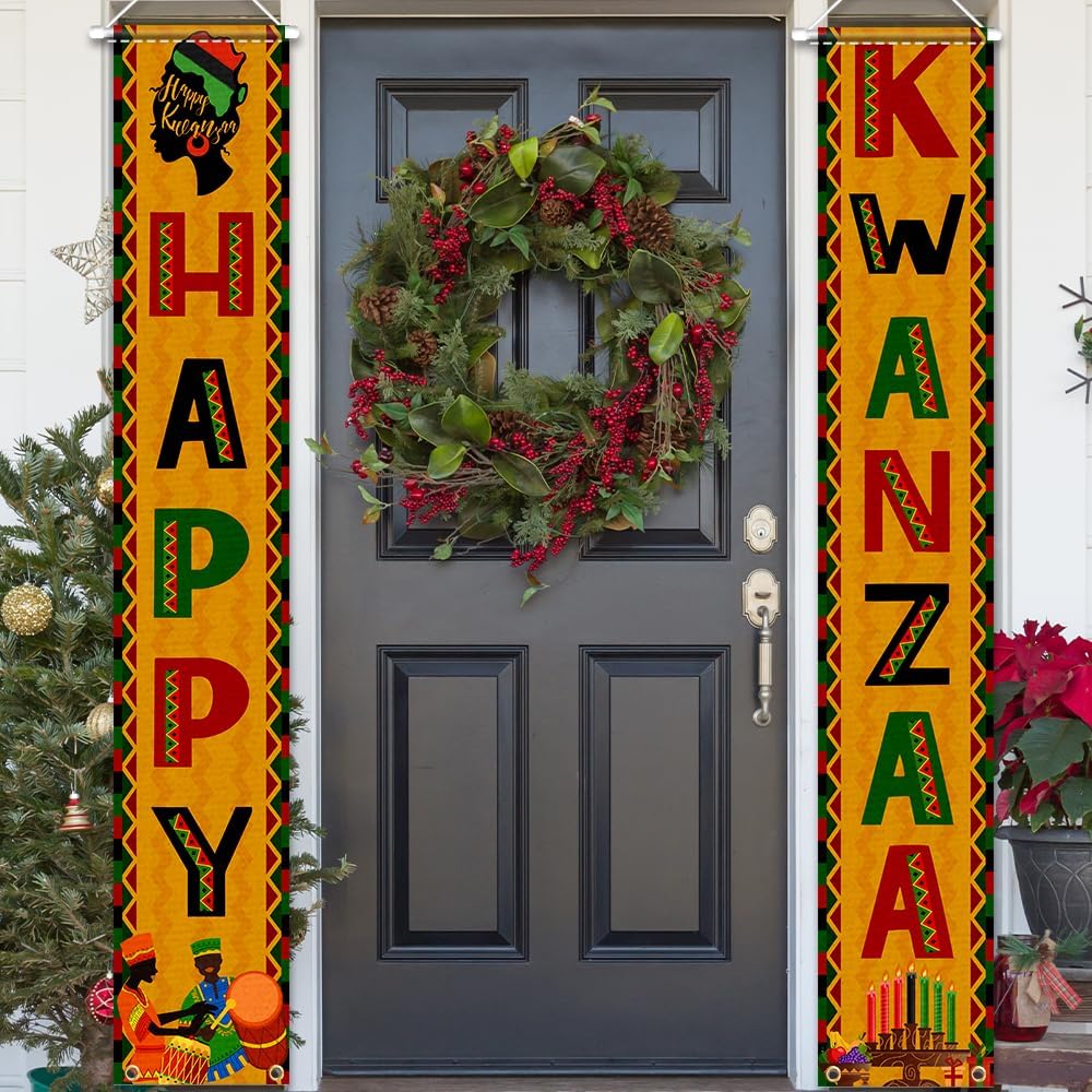 Vintage Happy Kwanzaa Decorations Door Banner Happy Kwanzaa Banner Harvest Backdrop Ns Heritage Welcome Porch Sign for Ns Heritage Holiday