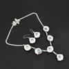 925 Sterling Silver Rainbow Moonstone Jewelry Set Elegant Round Gemstone Necklace & Drop Earrings for Women Boho Wedding Jewelry