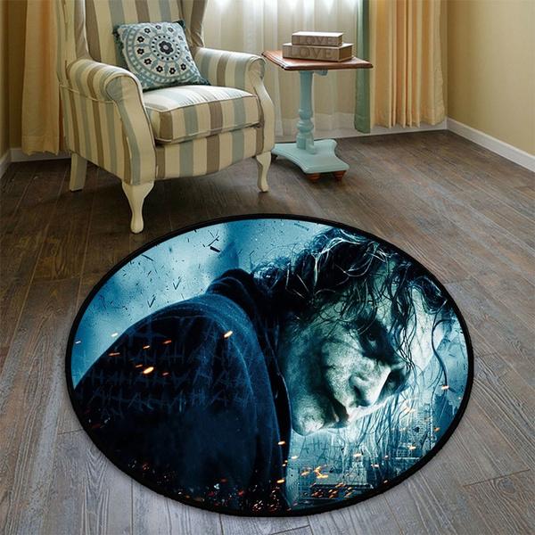 Horror Movie Character Joker Pattern Round Carpet Area Rug Nordic 3D Joker Clown Carpet Cartoon Carpet Dining Room Decor