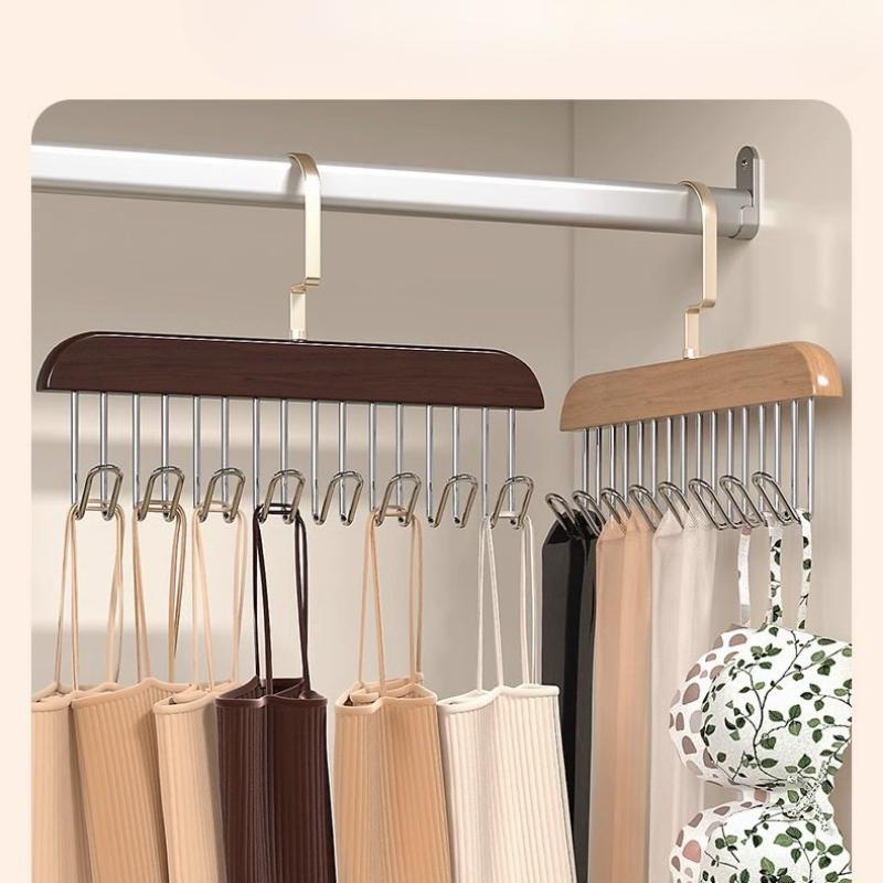 Solid Wood 8 Hook Hanger, Underwear, Vest, Tie Multi-Functional Hook, Suitable For Dormitory, Apartment, Bedroom Finishing