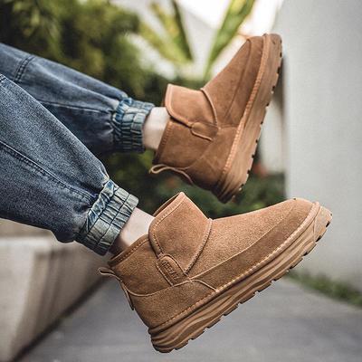 Men's Plush Lined Martin Snow Boots with Thick Sole