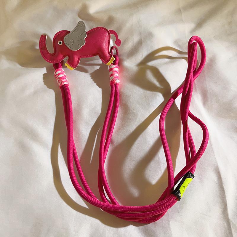 1 ks Kožený Sloní Telefon Crossbody Řetízek Stojánek Zadní Klip Držák Kreslený Odnímatelný Šňůrka Krční Popruh Ozdoby Telefonní Šňůrka