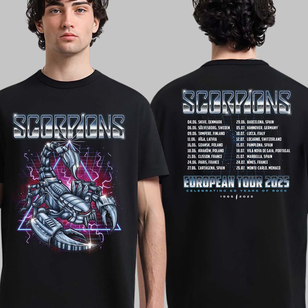 Тур Scorpions 2025 60-летие Scorpions Роботизированный Скорпион Футболка Унисекс Футболка S