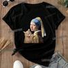 Ragazza con orecchino di perla Abbigliamento Unisex in Cotone Stampa Capolavoro Artistico di Johannes Vermeer T-shirt da Donna Vestiti Creativi Retrò