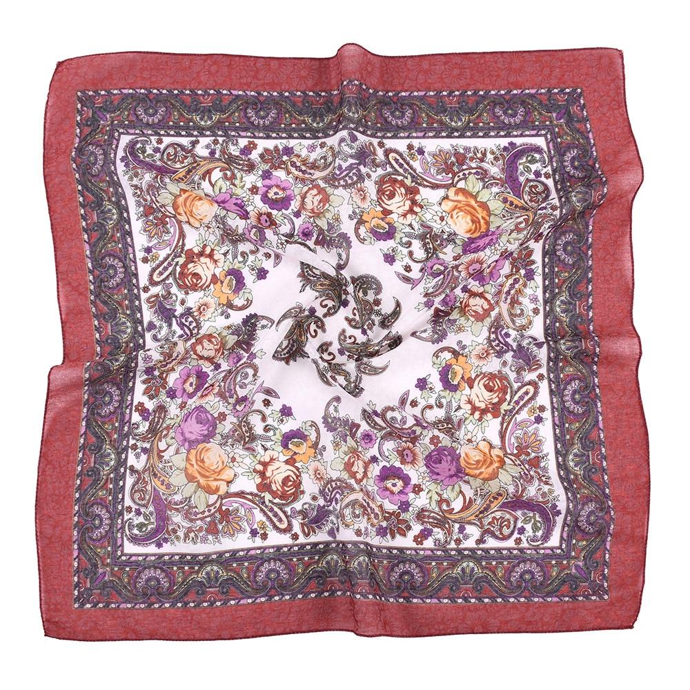 70*70cm Women Russian Floral Print Square Bandana Handkerchief Headband Scarves