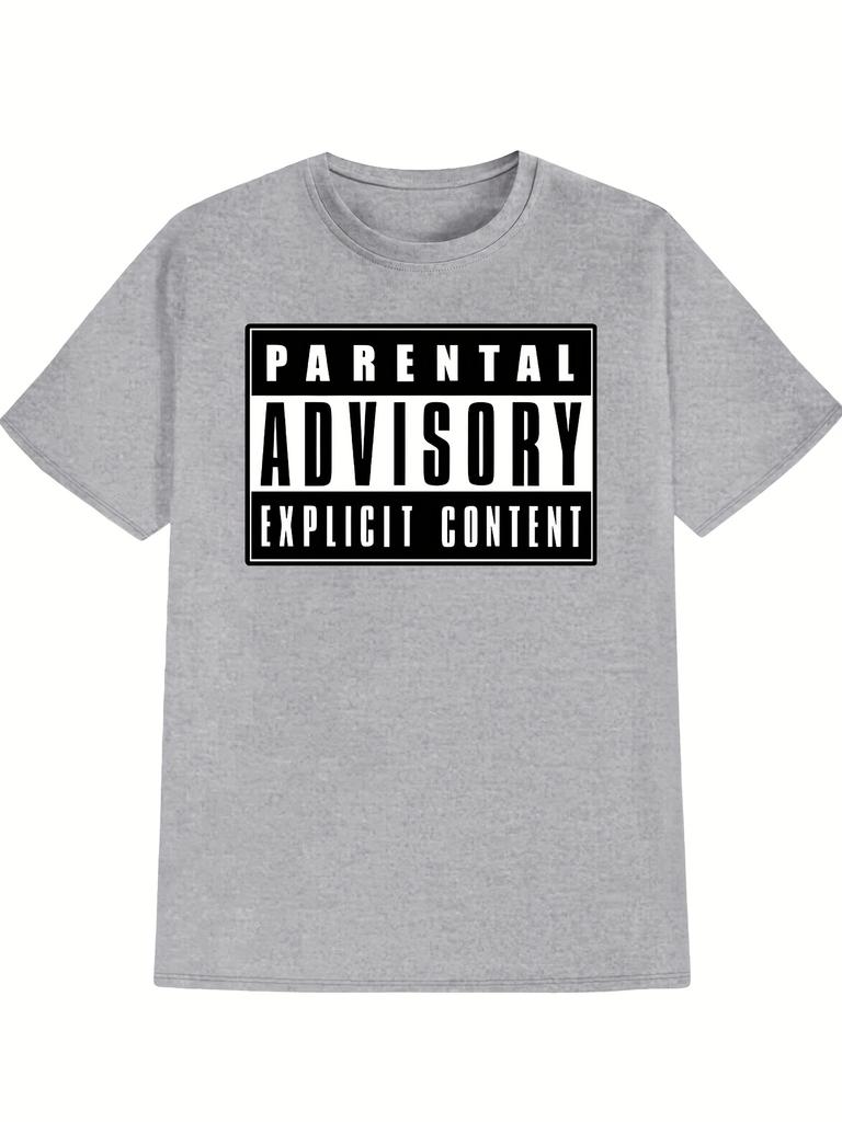 Herren Grafik-T-Shirt "Elternberatung Explizite Inhalte" Schwarz Vintage Kurzarm-T-Shirt mit fetten weißen Buchstaben Herren
