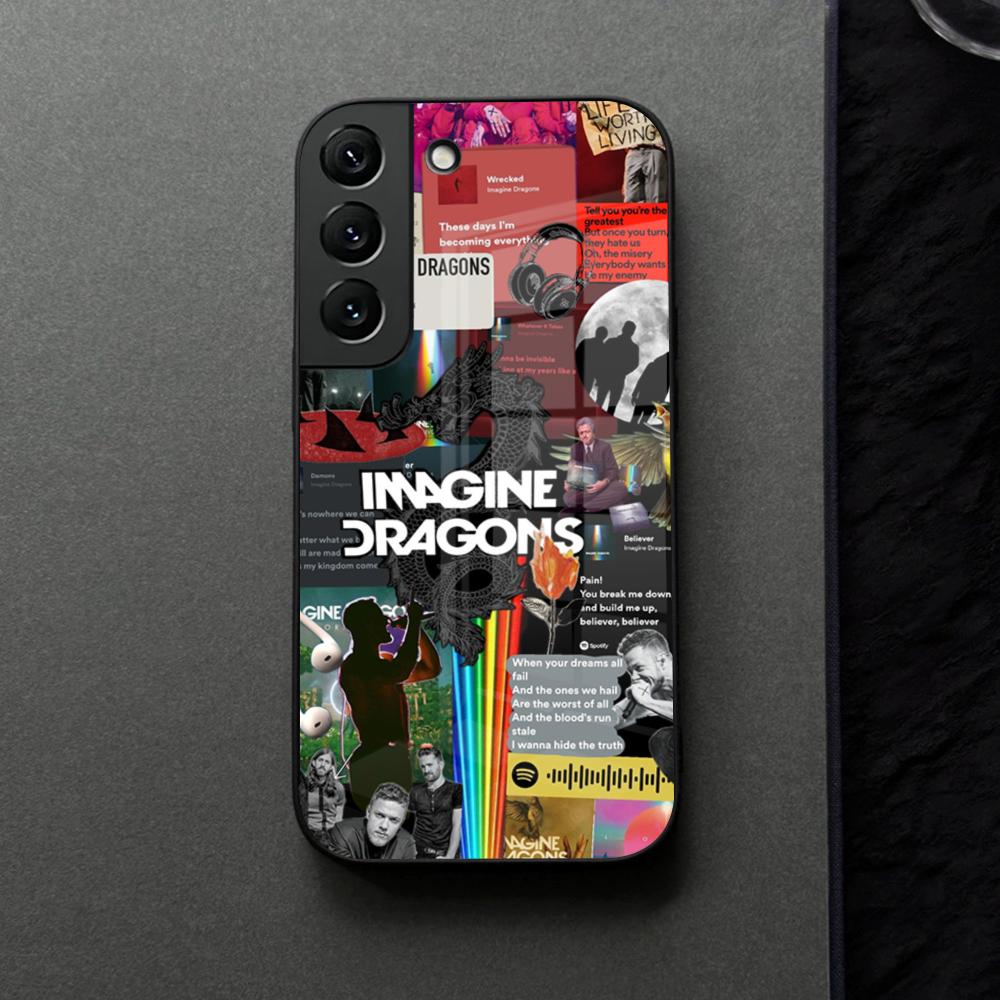 I-Imagine Dragons Eyes Closed Phone Case Glass For Samsung Galaxy S21 S25 S22 S20 S24 S23 Ultra Fe Plus A16 A34 A54 A24 Coque