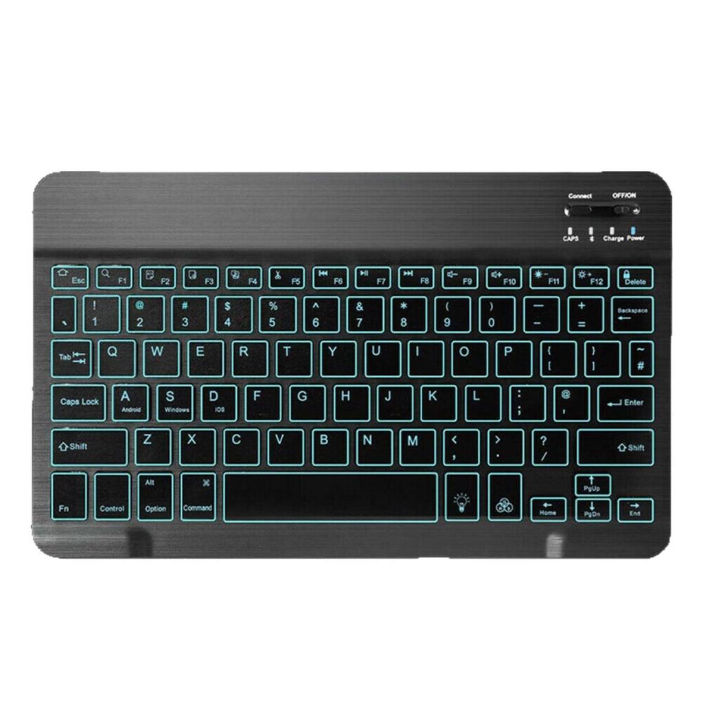 Wireless Bluetooth Keyboard with Colorful Backlight for Mobile Phones and Tablets, Compatible with 7-10 Inch Devices, Luminous Russian Layout