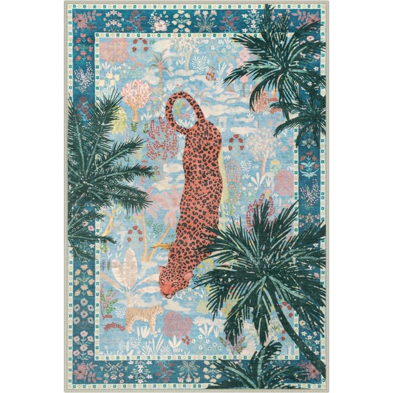 Jungle Botanical Cheetah Print Living Room Carpet Machine Washable Non-slip Coffee Table Floor Mat Luxury Bedroom Bedside Rug