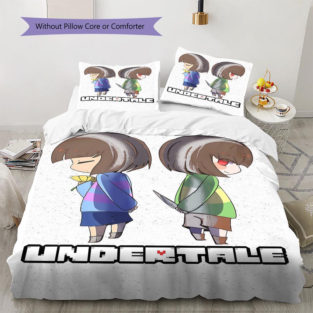 Deltarune Strange Journey Bedding Quilt Set Quilt Cover Pillowcase Home Decoration Birthday Gift (1 * Duvet Cover + 2 * Pillowcase, Without Core)