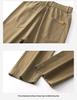 Men's All-Cotton Elastic Waist Wide-Leg Casual Pants - Solid Color, Floor-Length, Autumn Style