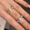 Open Ring Vintage Pearl Twist Braided Jewelry Minimalist Elegant Pearl Ring for Women Fashion Statement Accessory