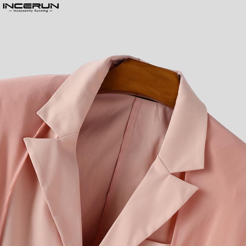 INCERUN Men Sets Lapel Long Sleeve Mesh Cloak Blazer Long Suit Pants Two Pieces Outfits