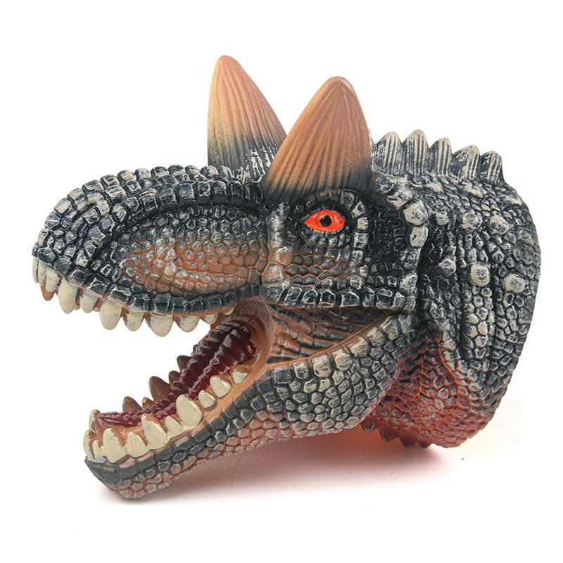 Dinosaur Hand Puppet Gloves - Soft Rubber Triceratops & T. Rex Simulation Toys for Kids