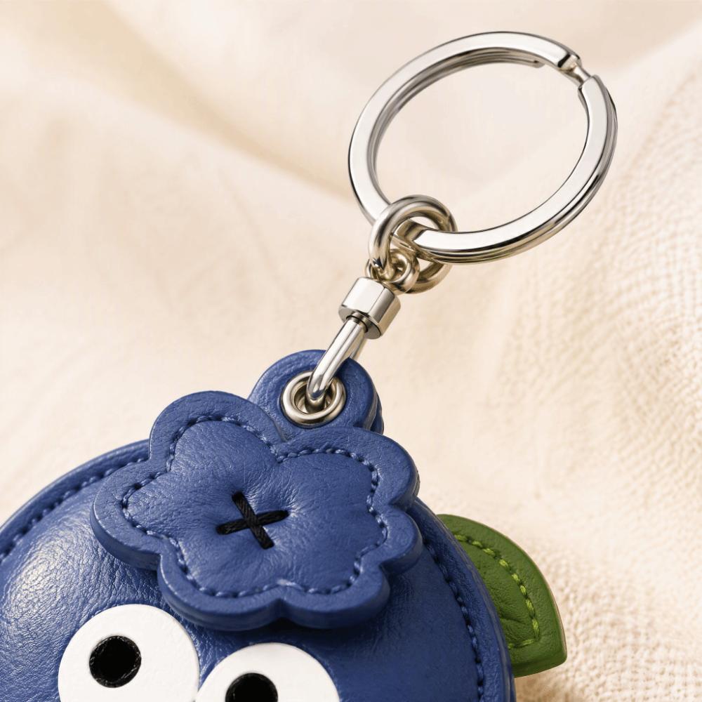 Small Blueberry Keychain Leather Key Ring Pendant Cute Leather Keychain Business Gift