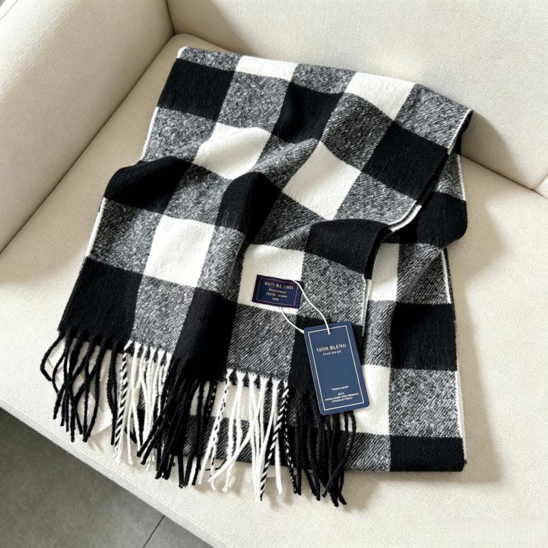 Brown British plaid fringed scarf women's winter Korean version imitation cashmere thickened shawl versatile warm scarf men's trend