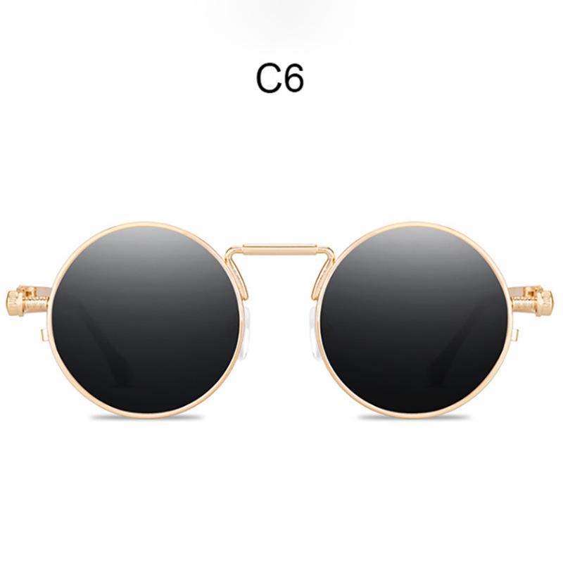 [Customized] Punk style sunglasses men's personalized spring metal glasses legs sunglasses round frame glasses sunglasses