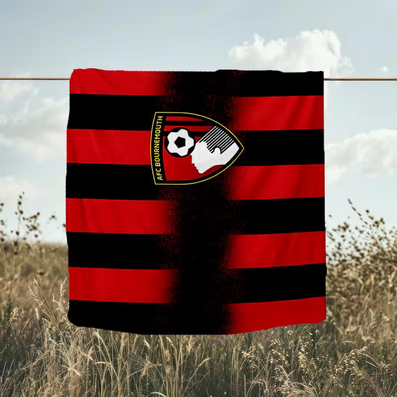 1PC Soccer Ball Afc Crest Printed Soft Flannel Blanket Throw for Adult Bedroom Living Room Sofa Camping Travel Fan Gifts Christmas Gifts