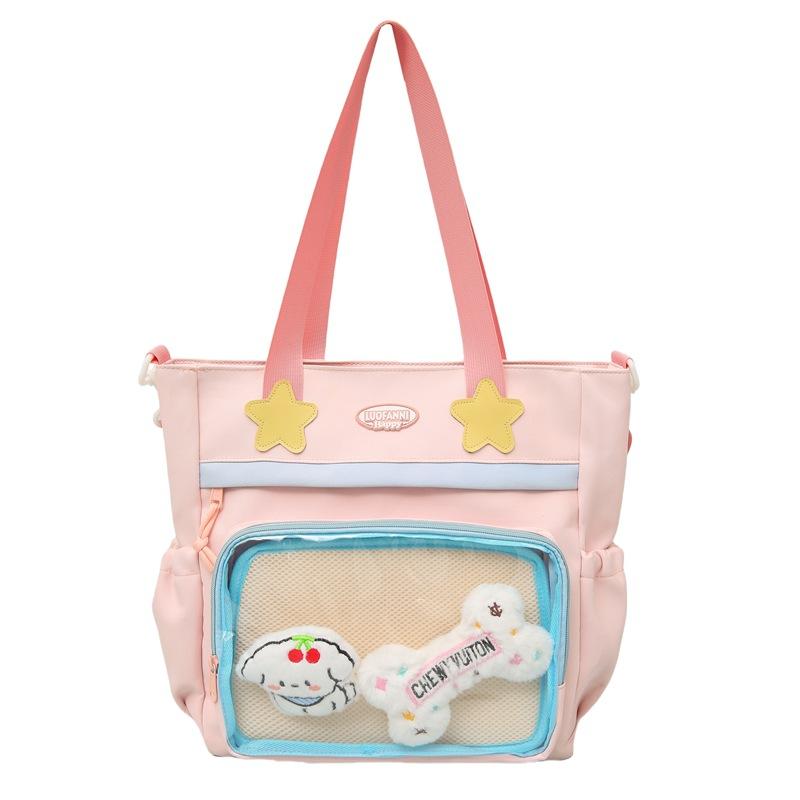 

Большая вместимость студенческой сумки для занятий, женская сумка через плечо розовый