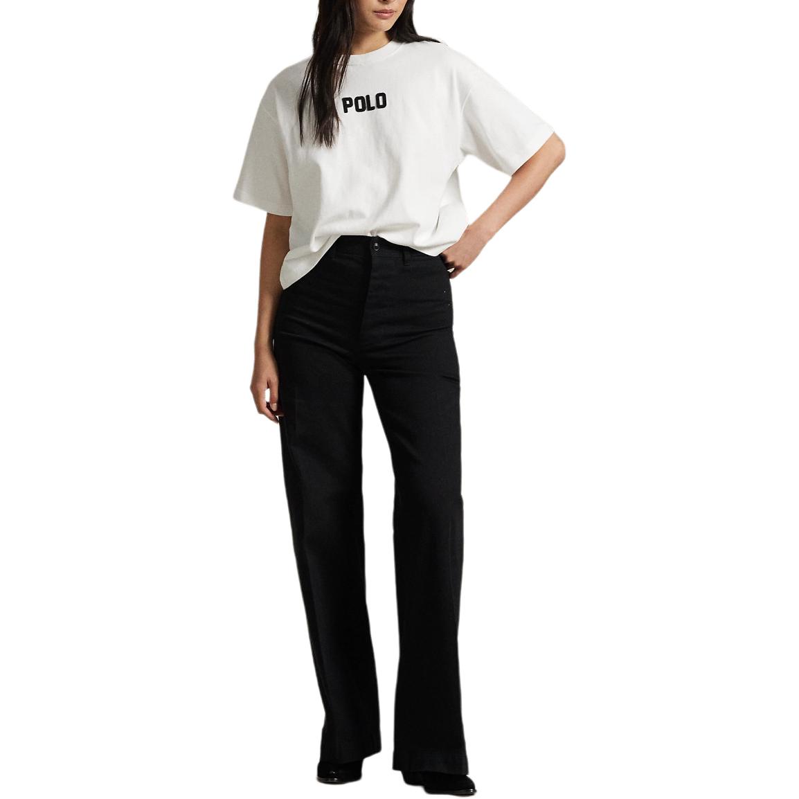 

Хлопковая футболка джерси с логотипом Polo Ralph Lauren, женская, белая, WMPOKNINCU21174-100 M