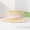 Summer Straw Hat Female British Style Color Matching Concave Top Hand-woven Travel Big Brim Sun Hat Chic High-end Top Hat