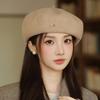 Korean Style Hat for Women In Autumn and Winter New Retro Beret Casual All Match Octagonal Hat Big Head Circumference Showing Face Small Painter Hat