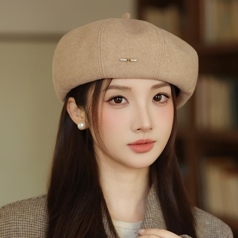 Korean Style Hat for Women In Autumn and Winter New Retro Beret Casual All Match Octagonal Hat Big Head Circumference Showing Face Small Painter Hat