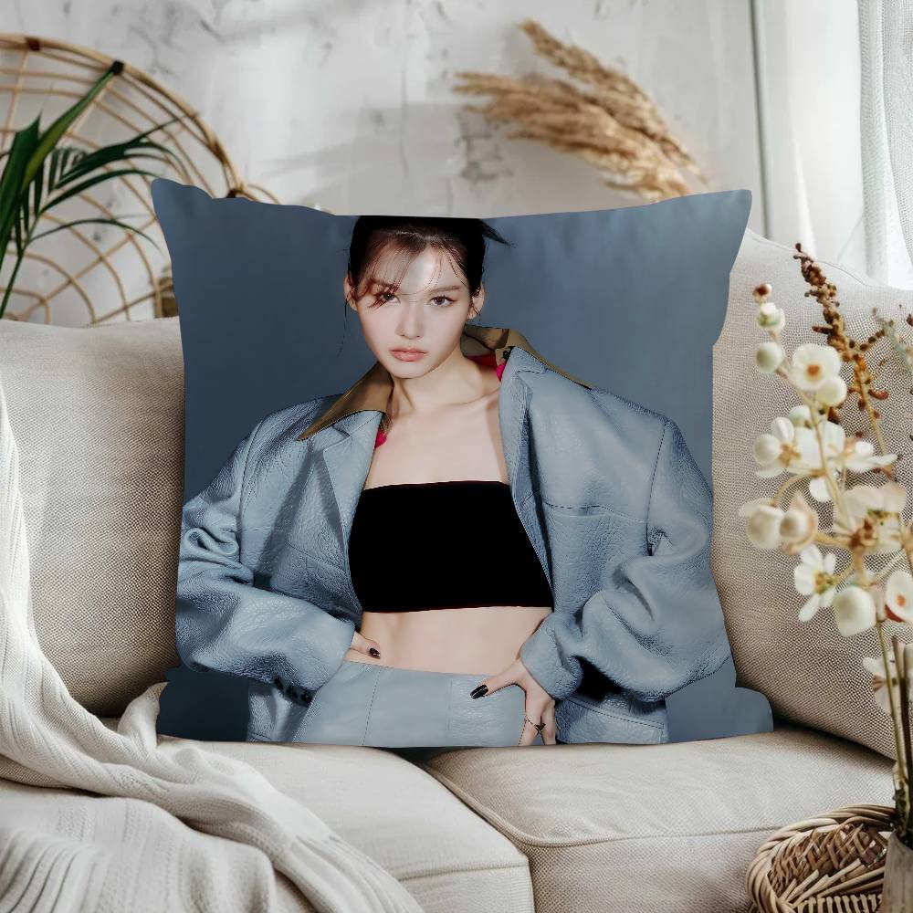 S-Sana TwiceS Pillow Covers Cartoon Sofa Decorative Home Double-sided Printing Short Plush Cute Cushion Cover