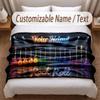 Music Guitar Theme Soft Blanket Personalized Custom Name Text Print Warm Blanket Home Sofa Bedroom Decor