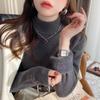Semi-turtleneck Sweater Women's Winter Thickened Integrated Fleece Bottoming Shirt with 1116 New Foreign Style Slim-fit Knitted Top