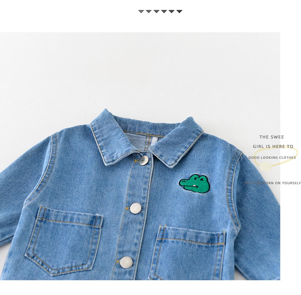 Infant Dinosaur Denim Jacket - Cotton, Ages 0-3, Autumn Wear