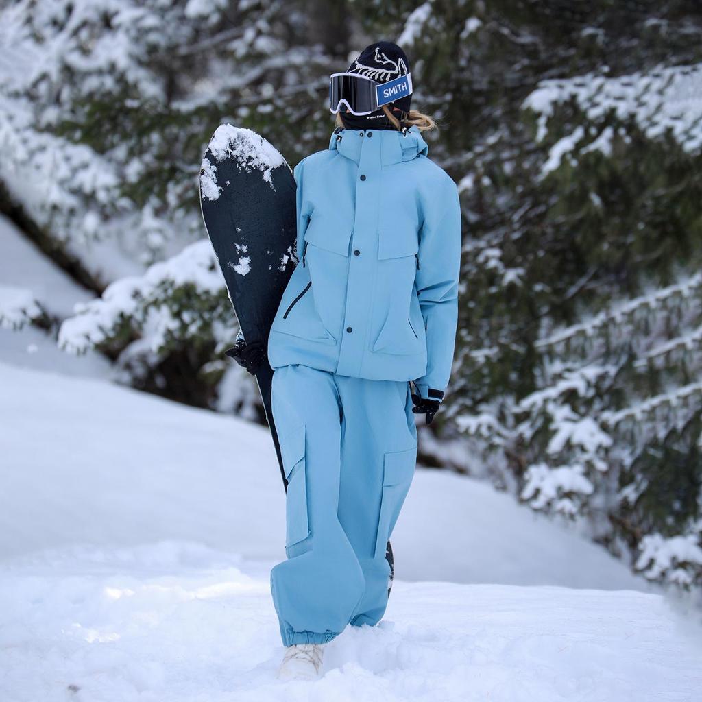 Skiwear men and women winter outdoor waterproof windproof thickened warm thickened snowboard snowboarding clothes ski suit set