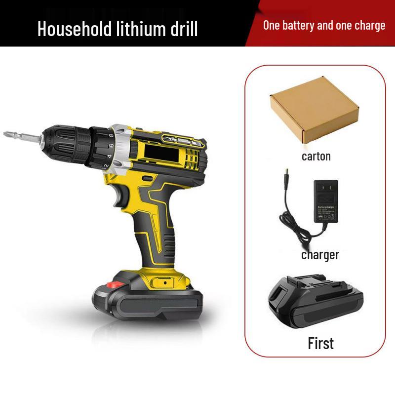 Multifunctional Rechargeable Lithium Impact Drill Set - Handheld Electric Pistol Drill for Home Use