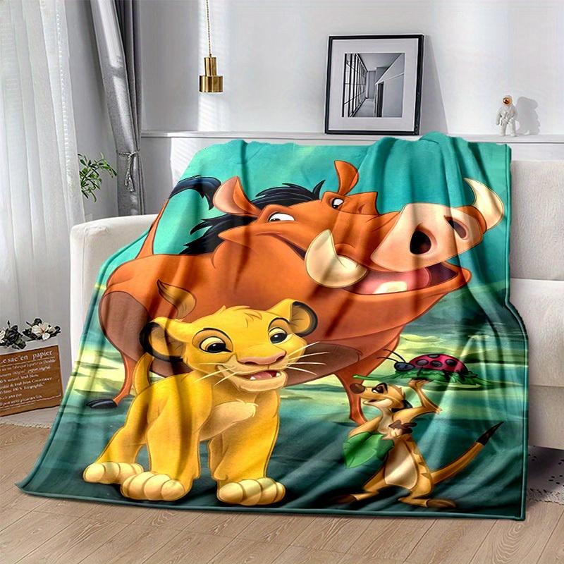 1pc. Cartoon Lion King Simba Pumbaa Timon Blanket, Home Decor Gift for All Seasons, Throw Blanket for Couch, Bed, or Car,Soft Flannel Throw