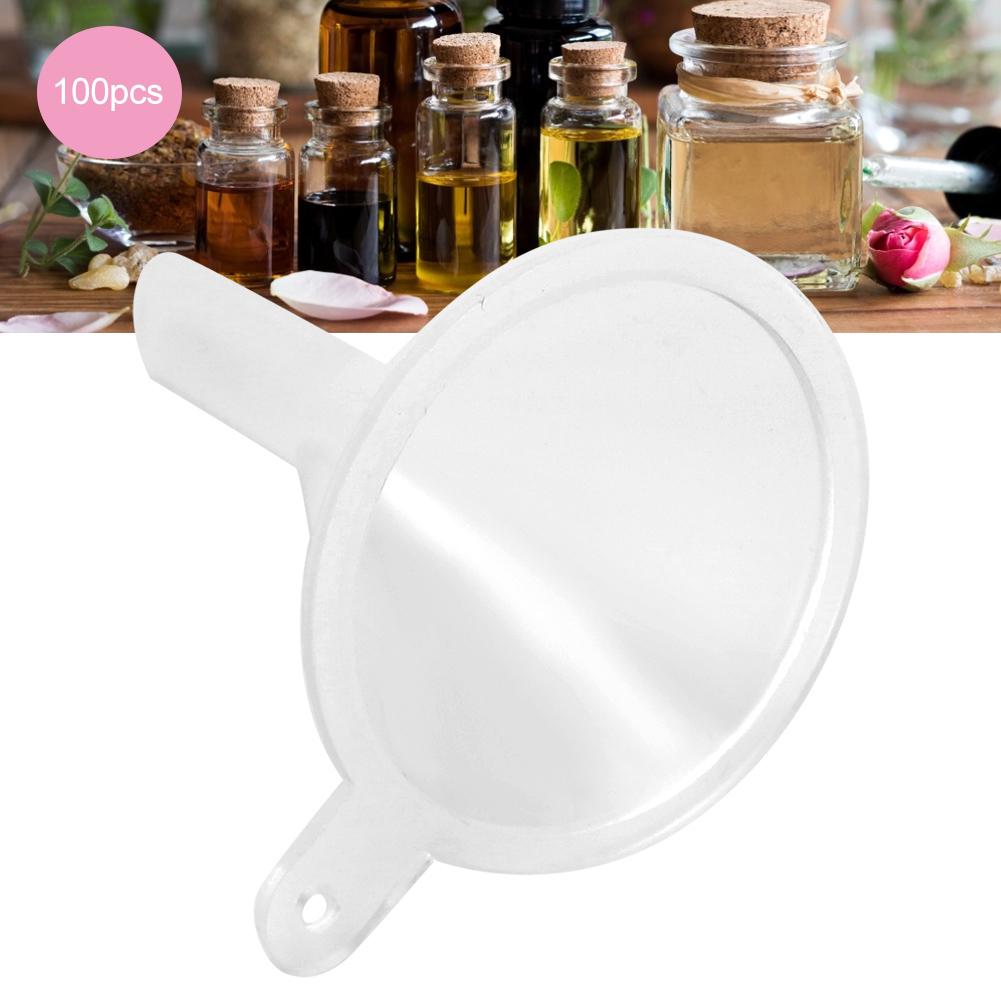 100pcs Small Clear Plastic Funnels Empty Bottle Filling Tools for Cosmetic Liquids Perfume