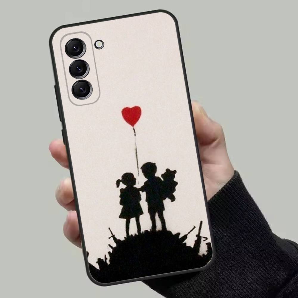 Banksy Graffiti War Phone Case For Samsung Galaxy A13,A21s,A22,A31,A32,A52,A53,A71,A80,Soft Black Shell