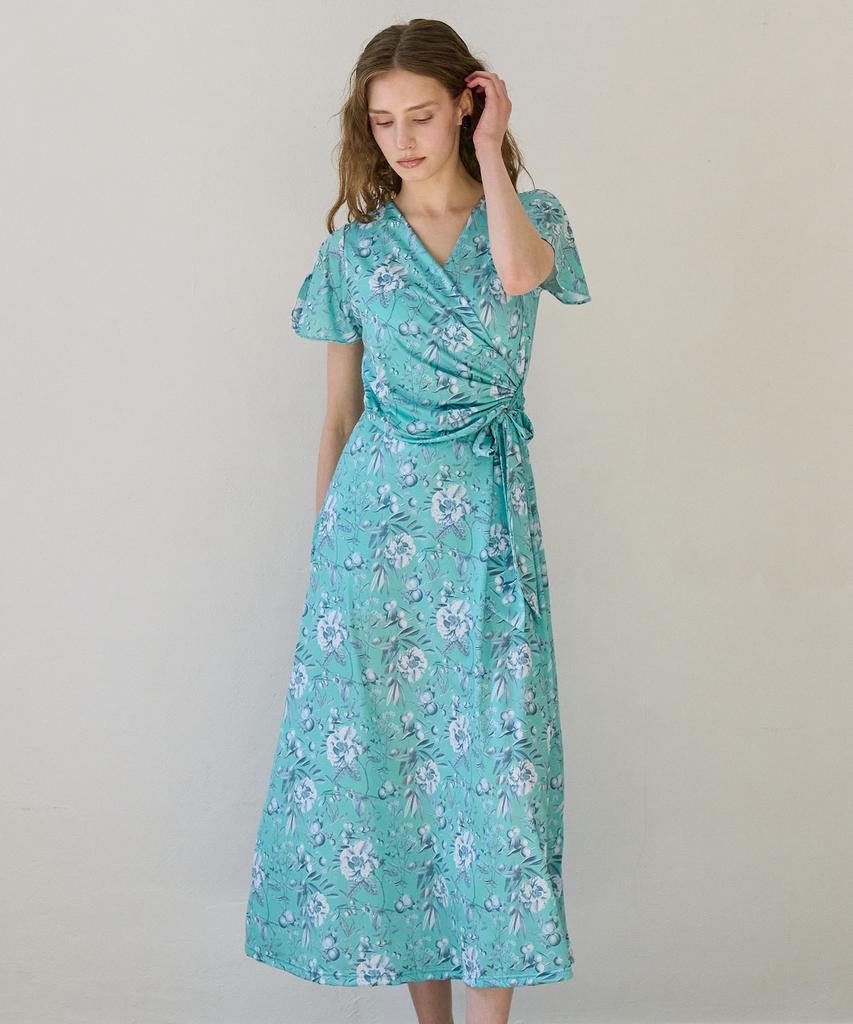 Bonide Mesh Cool Wrap Dress Flower Berry Mint