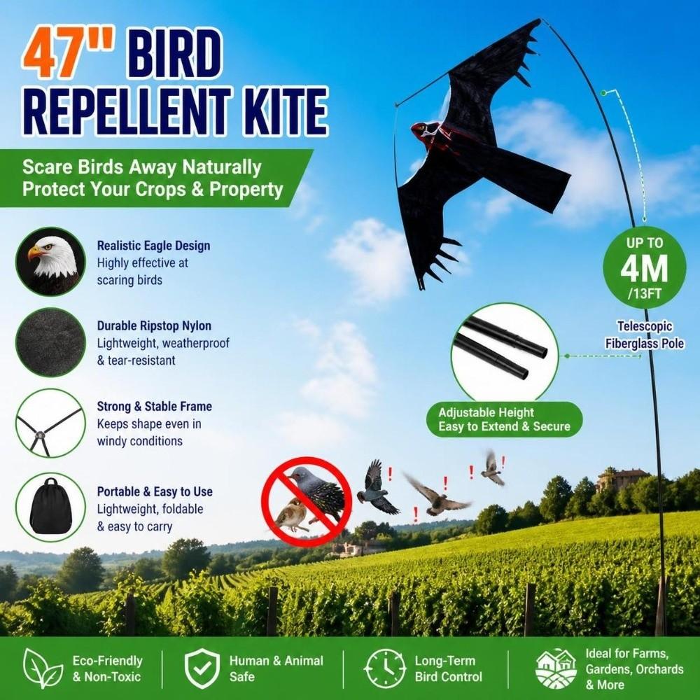 3D Realistic Hawk Bird Kite Frightening Bird Repellent Eagle Kite Bird Scarer Kite Garden