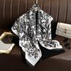 Fashion printed silk scarf twill silk high quality square scarf women's headscarf 91x91cm travel shawl autumn and winter scarf