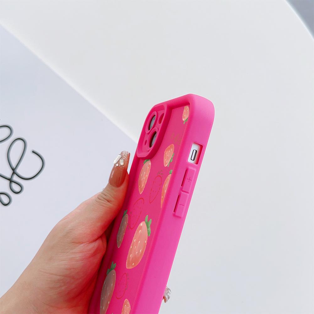 Fresh Strawberries Pattern Soft TPU Phone Case for iPhone 17 Air 16 15 14 Pro Max Plus 13 12 Mini 8 7 X Xs Back Cover