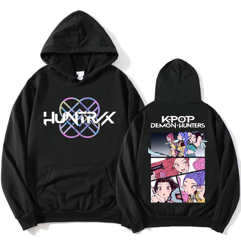 KPop Demon Hunters Hoodies Long Sleeve Fashion Hooded Sweatshirts Funny Cartoon Graphic Printing Pullovers Casual Women Clothing