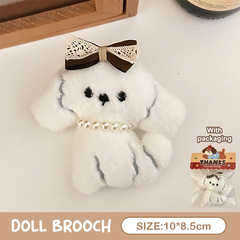 Cartoon Kawaii Dachshund Plush Keychain Novelty Stuffed Puppy Keyring Cute Brooch Backpack Decoration Gifts