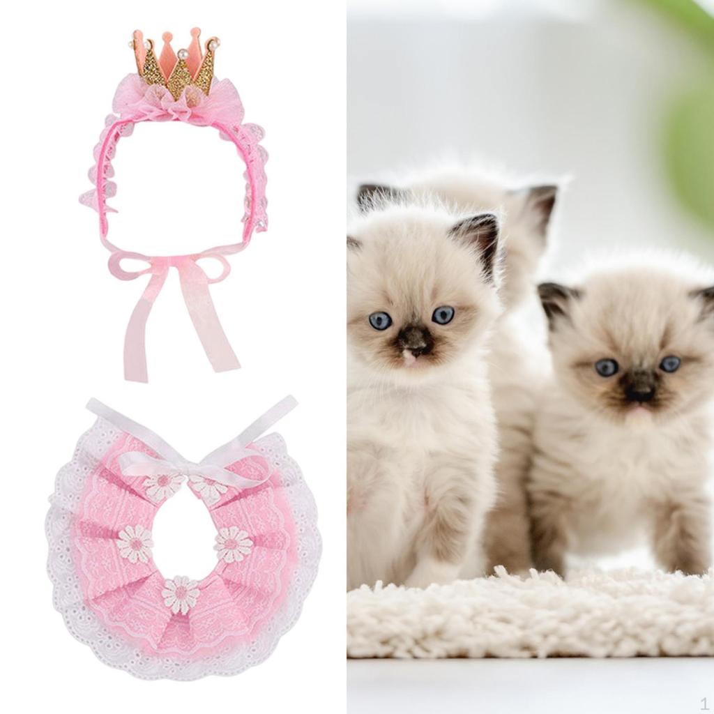 Cat Bandana for Cats Pet Lace Scarf Adjustable Cute Adorable Bib Princess Costumes Valentine