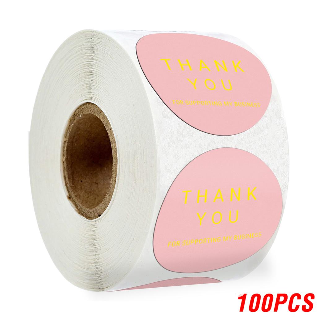 100-500pcs Thank You Sticker Envelope Seal Scrapbook Sticker Pink Heart Cute Round Sticker Stationery Label Stickers