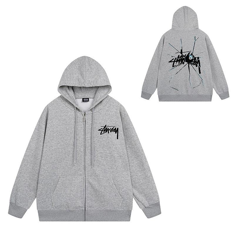 Trendy brand zipper hooded autumn and winter new letter flame pai jiu couple coat