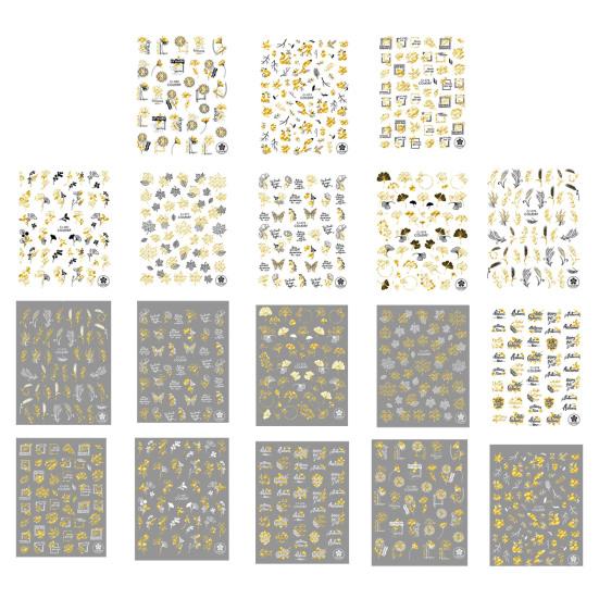 2 Sheets Strong Art Self-Adhesive Sticker Gloss Nail Non-Fading DIY Stickiness Butterfly Maple Leaf Manicure
